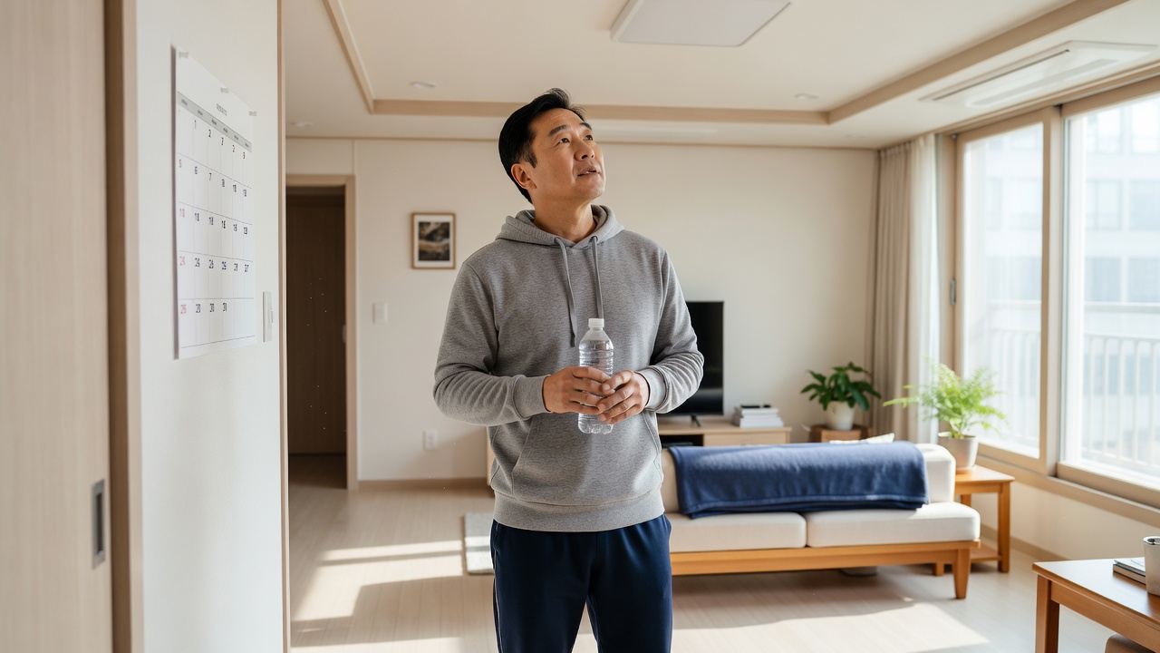 중년 남성 건강 관리 로드맵 목차를 상징하는 50대 남성의 건강 계획